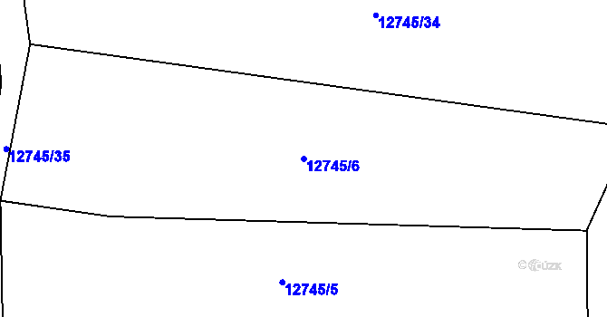 Parcela st. 12745/6 v KÚ Hovězí, Katastrální mapa