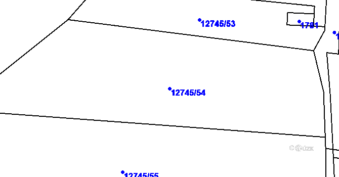 Parcela st. 12745/54 v KÚ Hovězí, Katastrální mapa