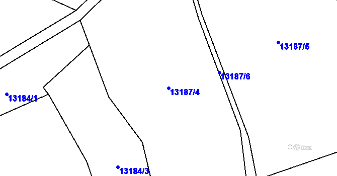 Parcela st. 13187/4 v KÚ Hovězí, Katastrální mapa