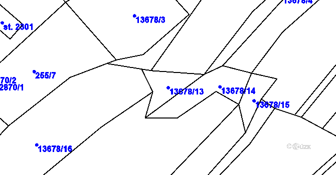 Parcela st. 13678/13 v KÚ Hovězí, Katastrální mapa