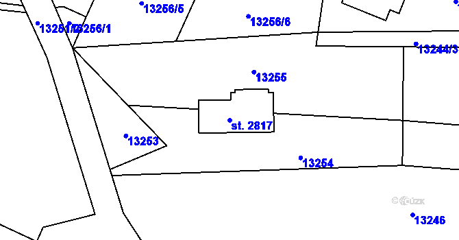 Parcela st. 2817 v KÚ Hovězí, Katastrální mapa