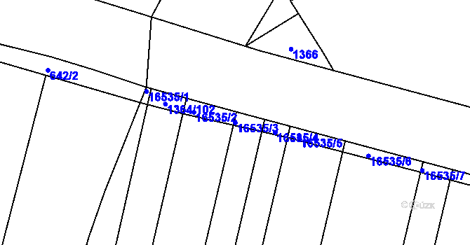 Parcela st. 16535/3 v KÚ Hovězí, Katastrální mapa