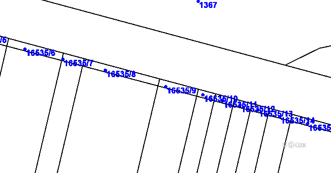 Parcela st. 16535/9 v KÚ Hovězí, Katastrální mapa