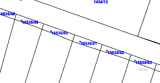 Parcela st. 16535/51 v KÚ Hovězí, Katastrální mapa