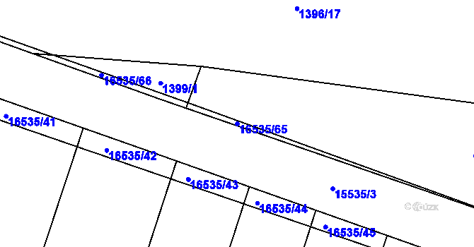 Parcela st. 16535/65 v KÚ Hovězí, Katastrální mapa