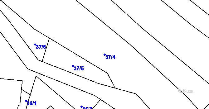 Parcela st. 37/4 v KÚ Hovězí, Katastrální mapa