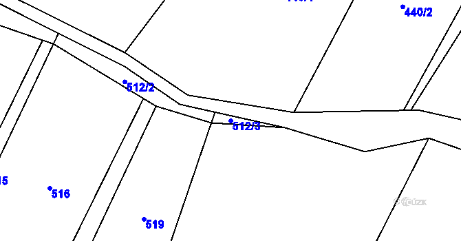 Parcela st. 512/3 v KÚ Hovězí, Katastrální mapa