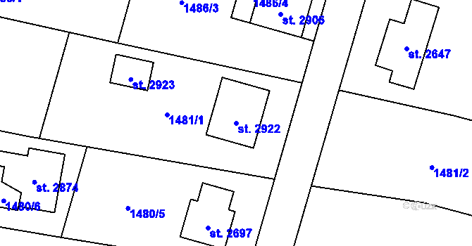 Parcela st. 2922 v KÚ Hovězí, Katastrální mapa