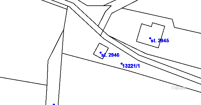 Parcela st. 2946 v KÚ Hovězí, Katastrální mapa