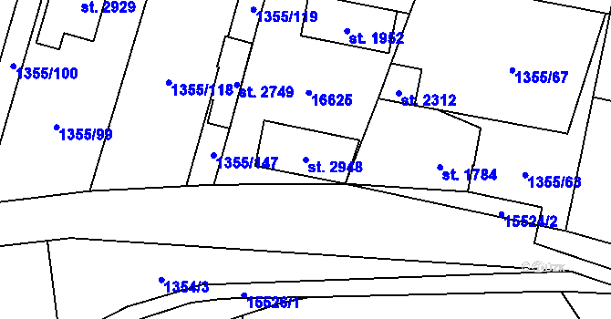 Parcela st. 2948 v KÚ Hovězí, Katastrální mapa