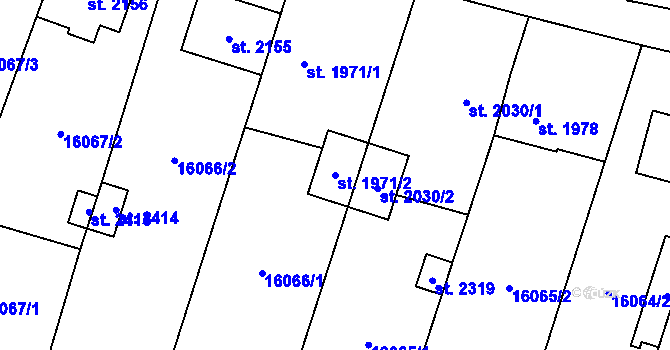 Parcela st. 1971/2 v KÚ Hovězí, Katastrální mapa