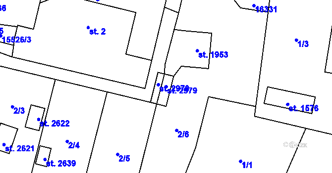 Parcela st. 2979 v KÚ Hovězí, Katastrální mapa
