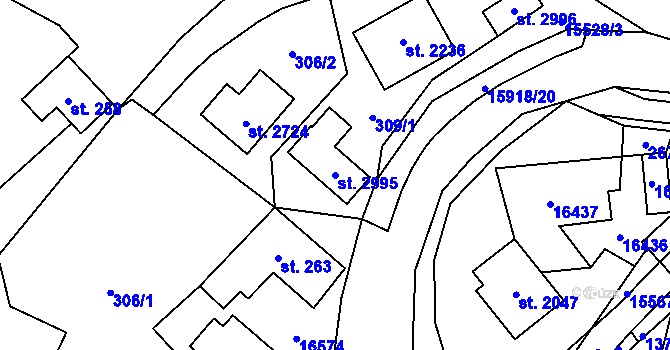 Parcela st. 2995 v KÚ Hovězí, Katastrální mapa