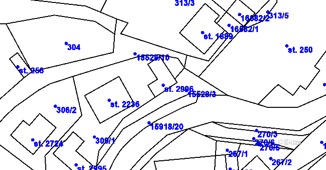 Parcela st. 2996 v KÚ Hovězí, Katastrální mapa