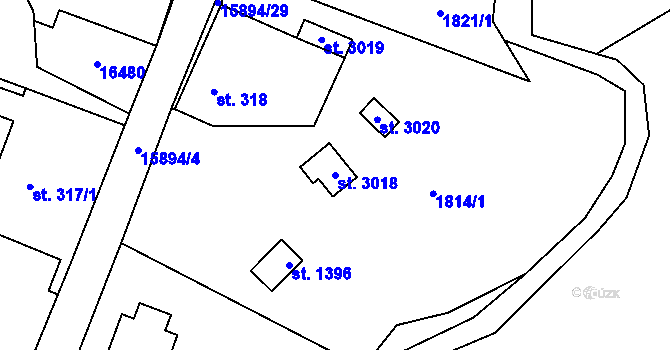 Parcela st. 3018 v KÚ Hovězí, Katastrální mapa