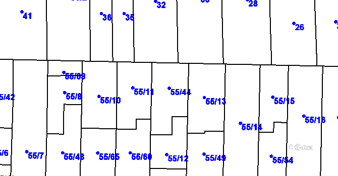 Parcela st. 55/44 v KÚ Hovorany, Katastrální mapa