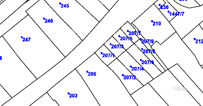 Parcela st. 207/1 v KÚ Hovorany, Katastrální mapa