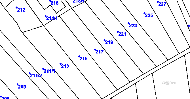 Parcela st. 217 v KÚ Hovorany, Katastrální mapa