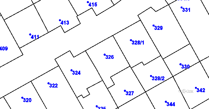 Parcela st. 326 v KÚ Hovorany, Katastrální mapa