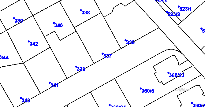 Parcela st. 337 v KÚ Hovorany, Katastrální mapa