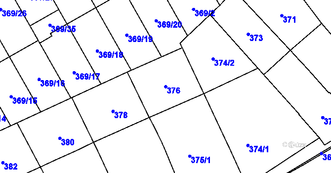 Parcela st. 376 v KÚ Hovorany, Katastrální mapa