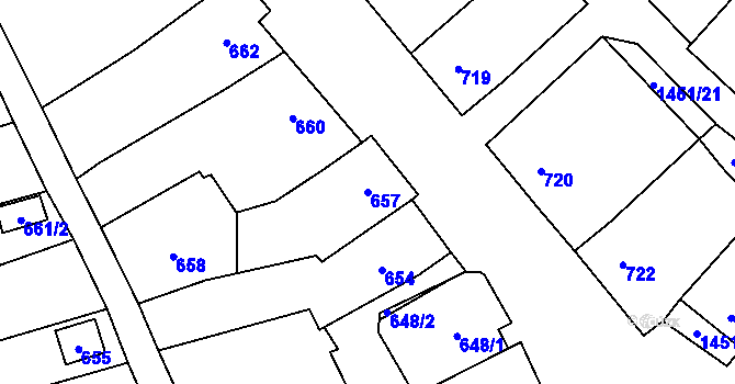 Parcela st. 657 v KÚ Hovorany, Katastrální mapa