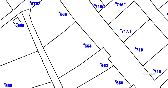 Parcela st. 664 v KÚ Hovorany, Katastrální mapa