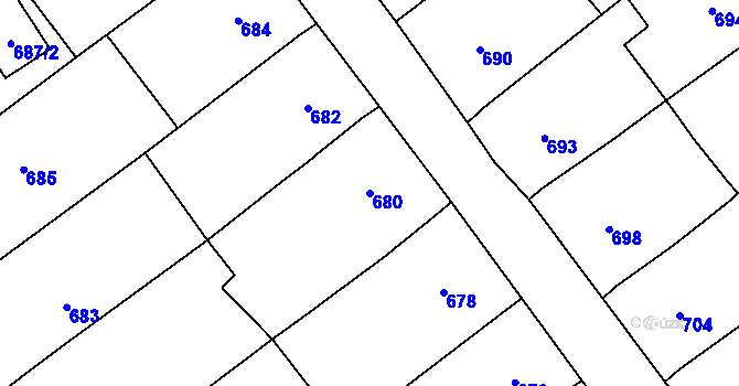 Parcela st. 680 v KÚ Hovorany, Katastrální mapa
