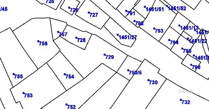 Parcela st. 729 v KÚ Hovorany, Katastrální mapa