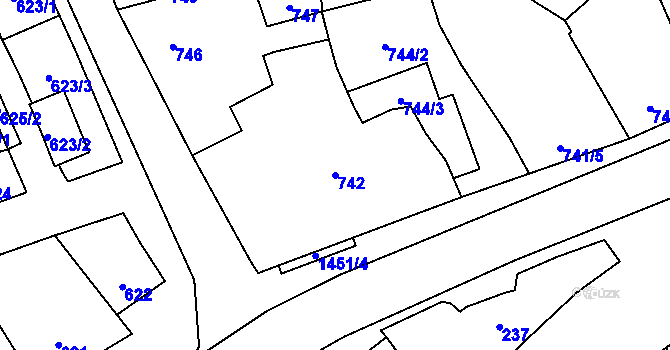 Parcela st. 742 v KÚ Hovorany, Katastrální mapa