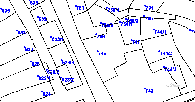 Parcela st. 746 v KÚ Hovorany, Katastrální mapa