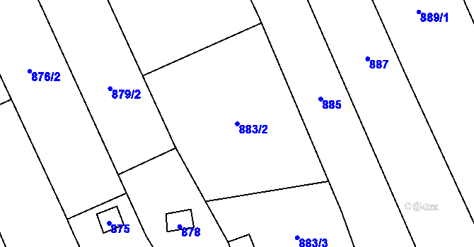 Parcela st. 883/2 v KÚ Hovorany, Katastrální mapa