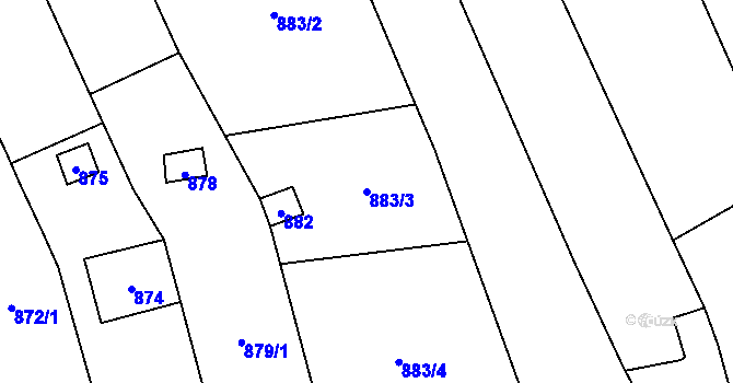 Parcela st. 883/3 v KÚ Hovorany, Katastrální mapa
