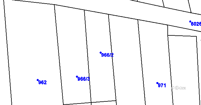 Parcela st. 966/2 v KÚ Hovorany, Katastrální mapa