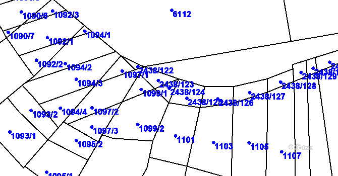 Parcela st. 2438/124 v KÚ Hovorany, Katastrální mapa