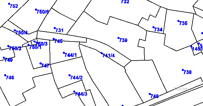 Parcela st. 741/4 v KÚ Hovorany, Katastrální mapa