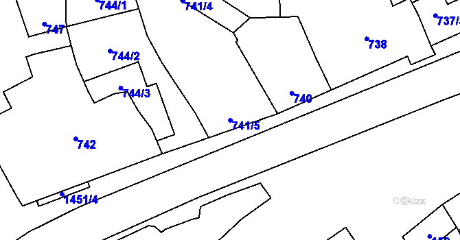 Parcela st. 741/5 v KÚ Hovorany, Katastrální mapa