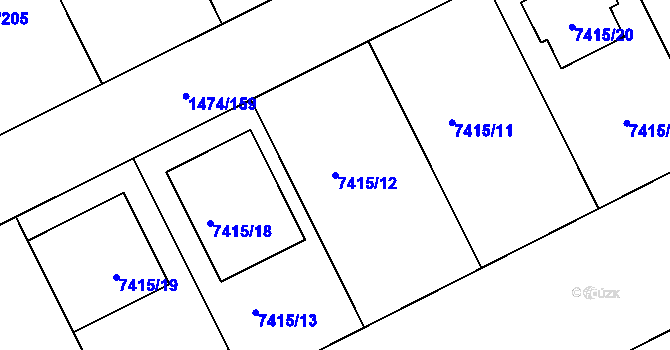 Parcela st. 7415/12 v KÚ Hovorany, Katastrální mapa
