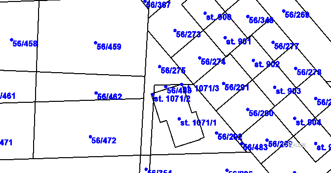 Parcela st. 56/488 v KÚ Hovorčovice, Katastrální mapa