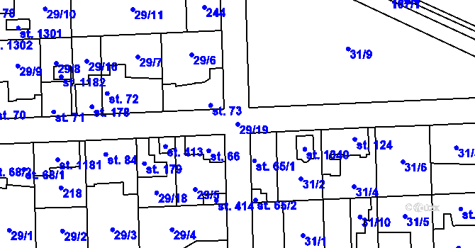 Parcela st. 29/19 v KÚ Hovorčovice, Katastrální mapa