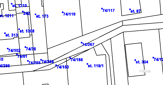 Parcela st. 74/267 v KÚ Hovorčovice, Katastrální mapa