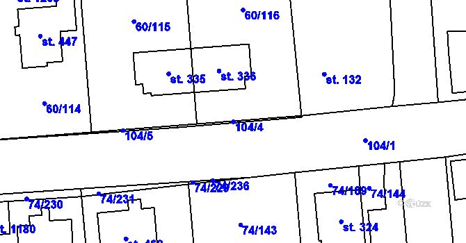 Parcela st. 104/4 v KÚ Hovorčovice, Katastrální mapa