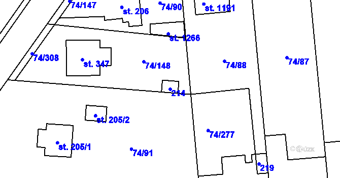 Parcela st. 214 v KÚ Hovorčovice, Katastrální mapa