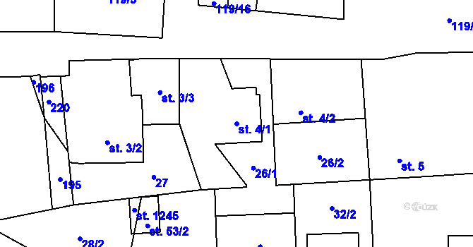 Parcela st. 4/1 v KÚ Hovorčovice, Katastrální mapa