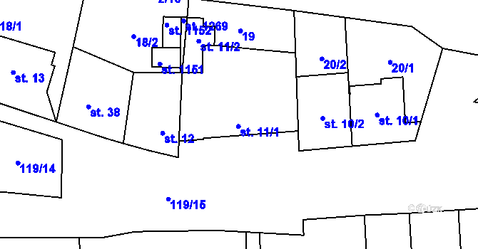 Parcela st. 11 v KÚ Hovorčovice, Katastrální mapa