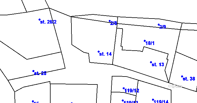 Parcela st. 14 v KÚ Hovorčovice, Katastrální mapa