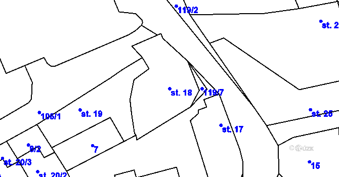 Parcela st. 18 v KÚ Hovorčovice, Katastrální mapa