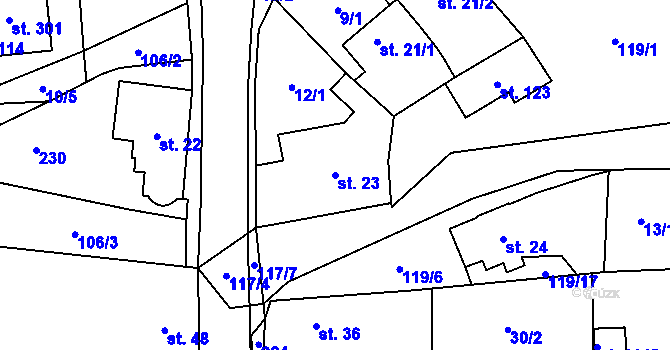 Parcela st. 23 v KÚ Hovorčovice, Katastrální mapa