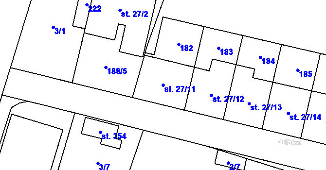 Parcela st. 27/11 v KÚ Hovorčovice, Katastrální mapa