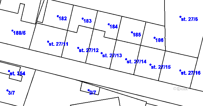 Parcela st. 27/13 v KÚ Hovorčovice, Katastrální mapa